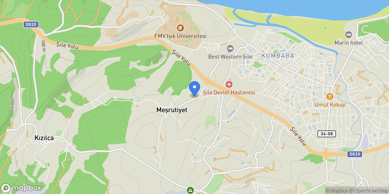 Map showing 4 Meşrutiyet Caddesi #LEON 1, Şile, İstanbul 34983, Meşrutiyet, İstanbul, Turkey.