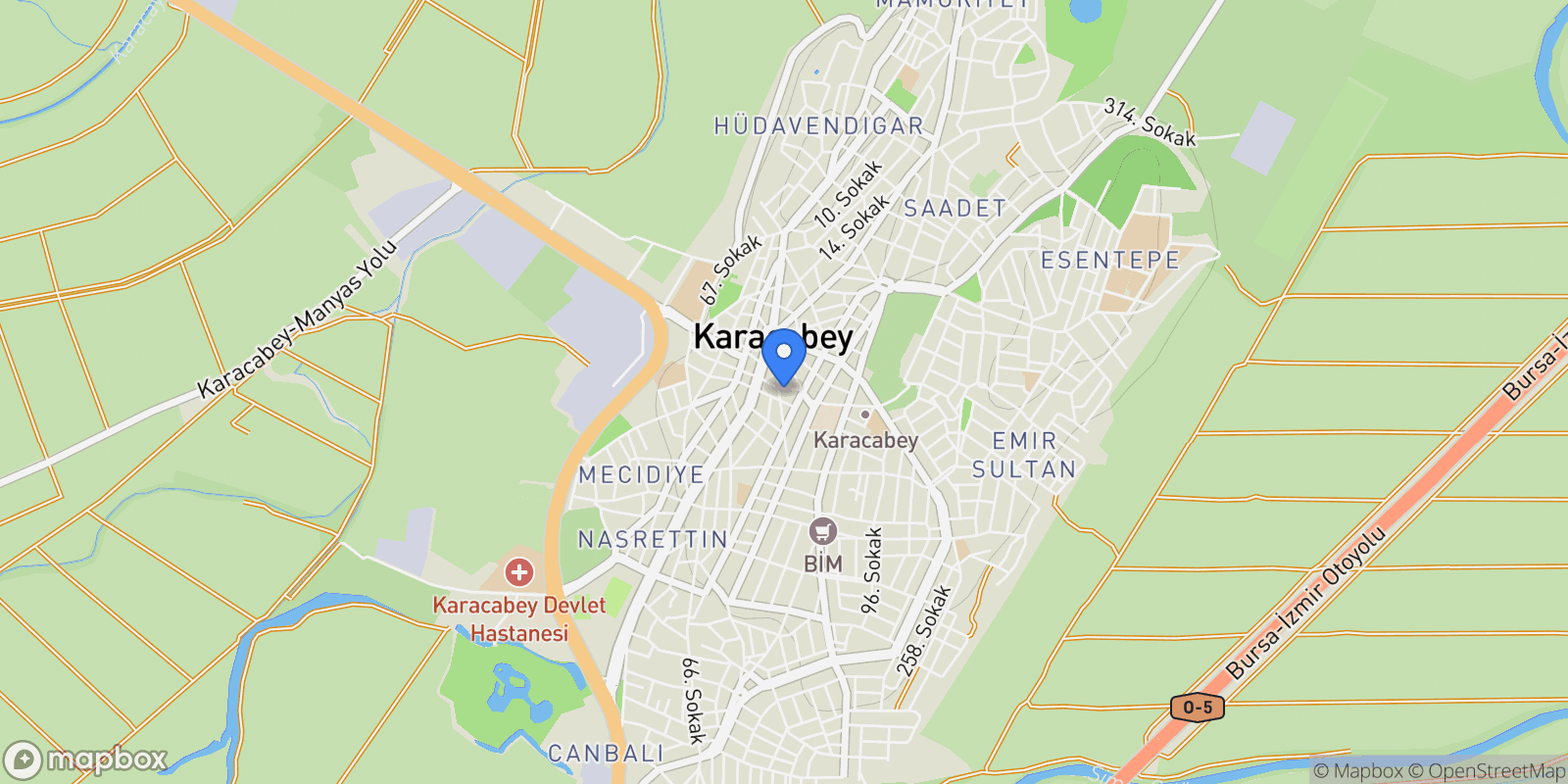 Map showing 131 #22, Karacabey, Bursa 16700, Karacabey, Bursa, Turkey.