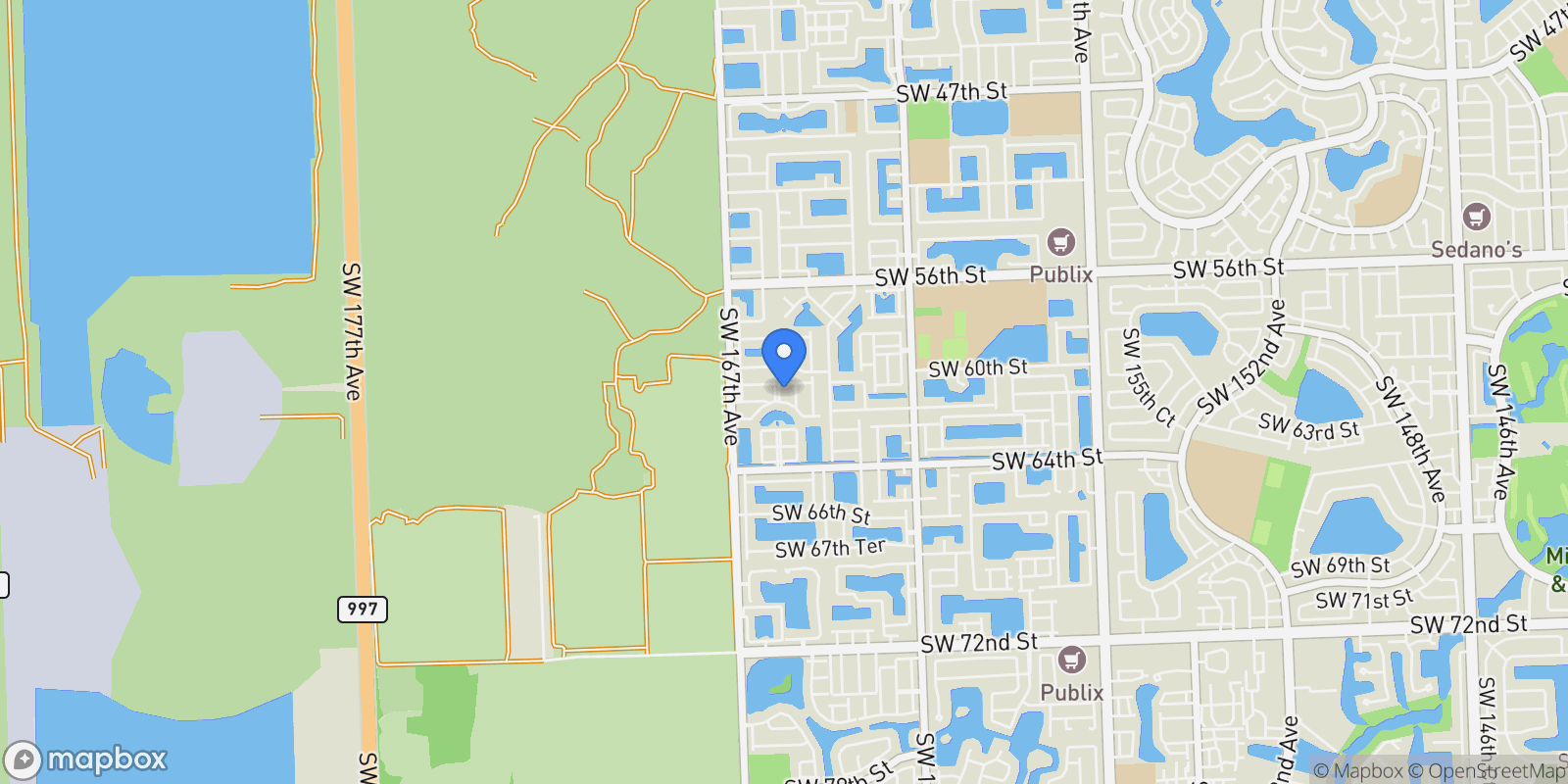Map showing 6049 SW 165th Ave, Miami, Florida, United States.