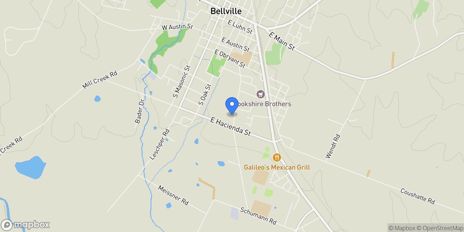Map showing 1034 South Tesch St , Bellville, TX 77418, Bellville, Texas, United States.