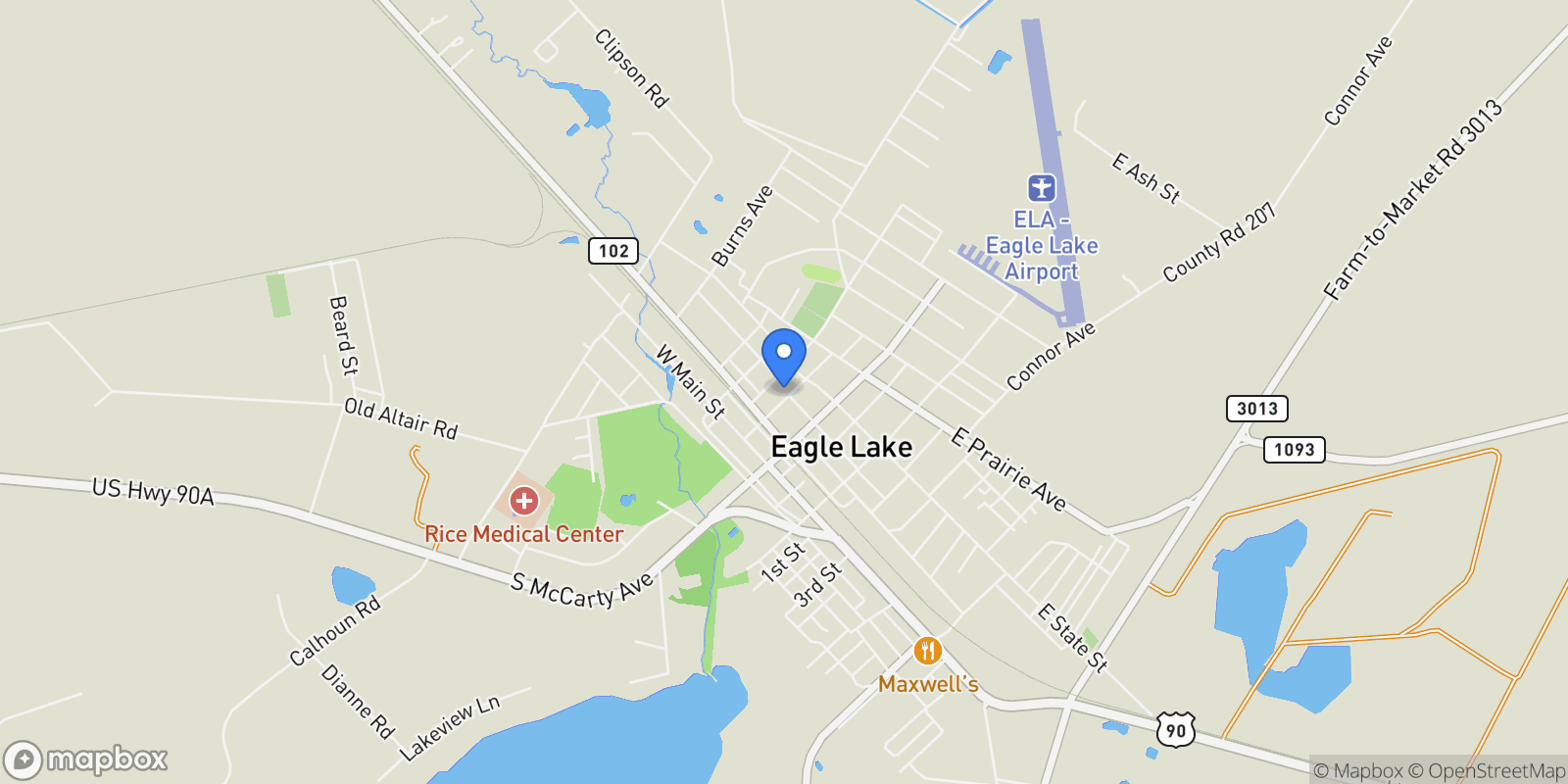 Map showing 401 North Walnut Avenue , Eagle Lake, TX 77434, Eagle Lake, Texas, United States.