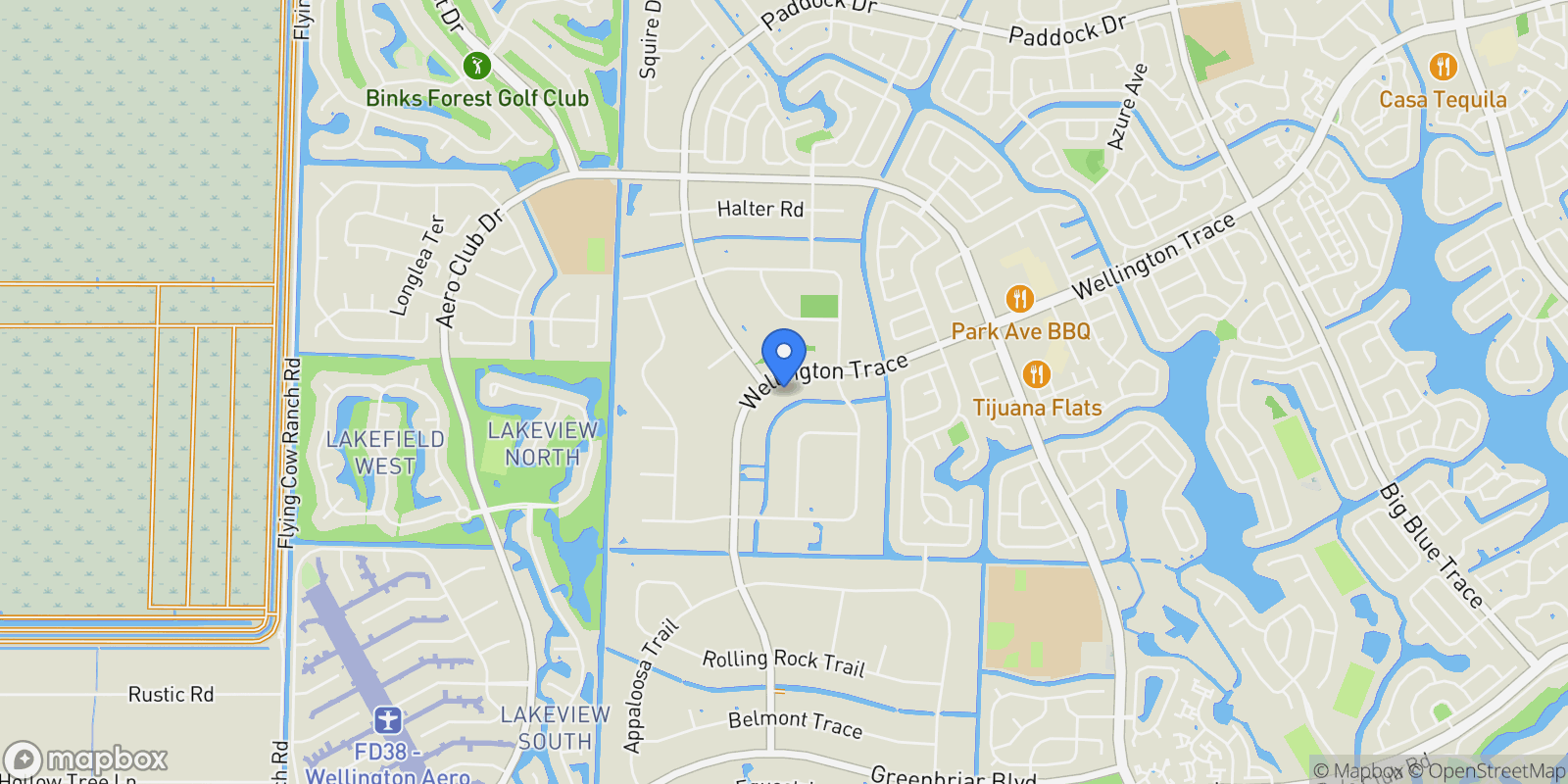 Map showing 14334 Wellington Trace, Wellington, Florida, United States.
