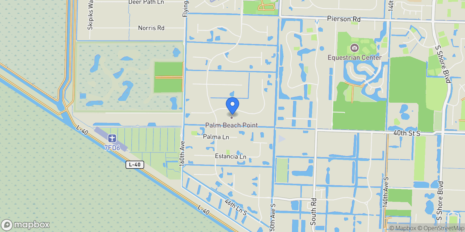 Map showing 15416 Sunnyland Lane, Wellington, Florida, United States.