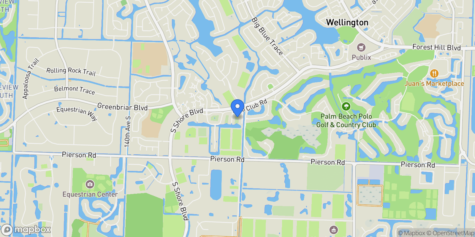 Map showing 13244 Polo Club Road, Wellington, Florida, United States.