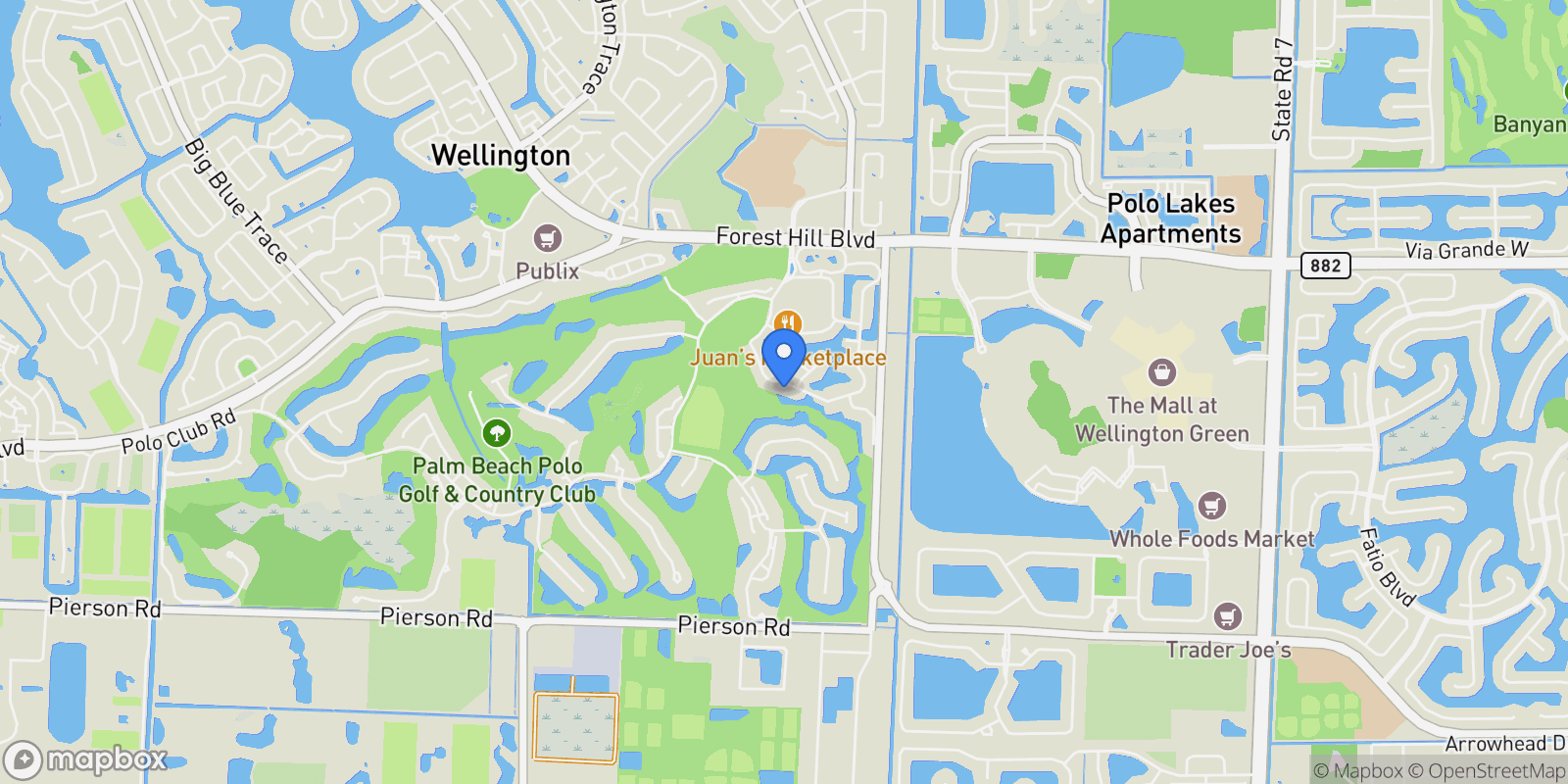 Map showing 11815 Pebblewood Drive, Wellington, Florida, United States.