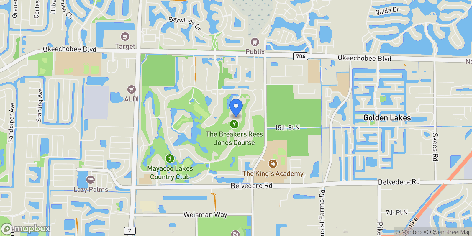 Map showing 1648 Cypress Row Drive, West Palm Beach, Florida, United States.