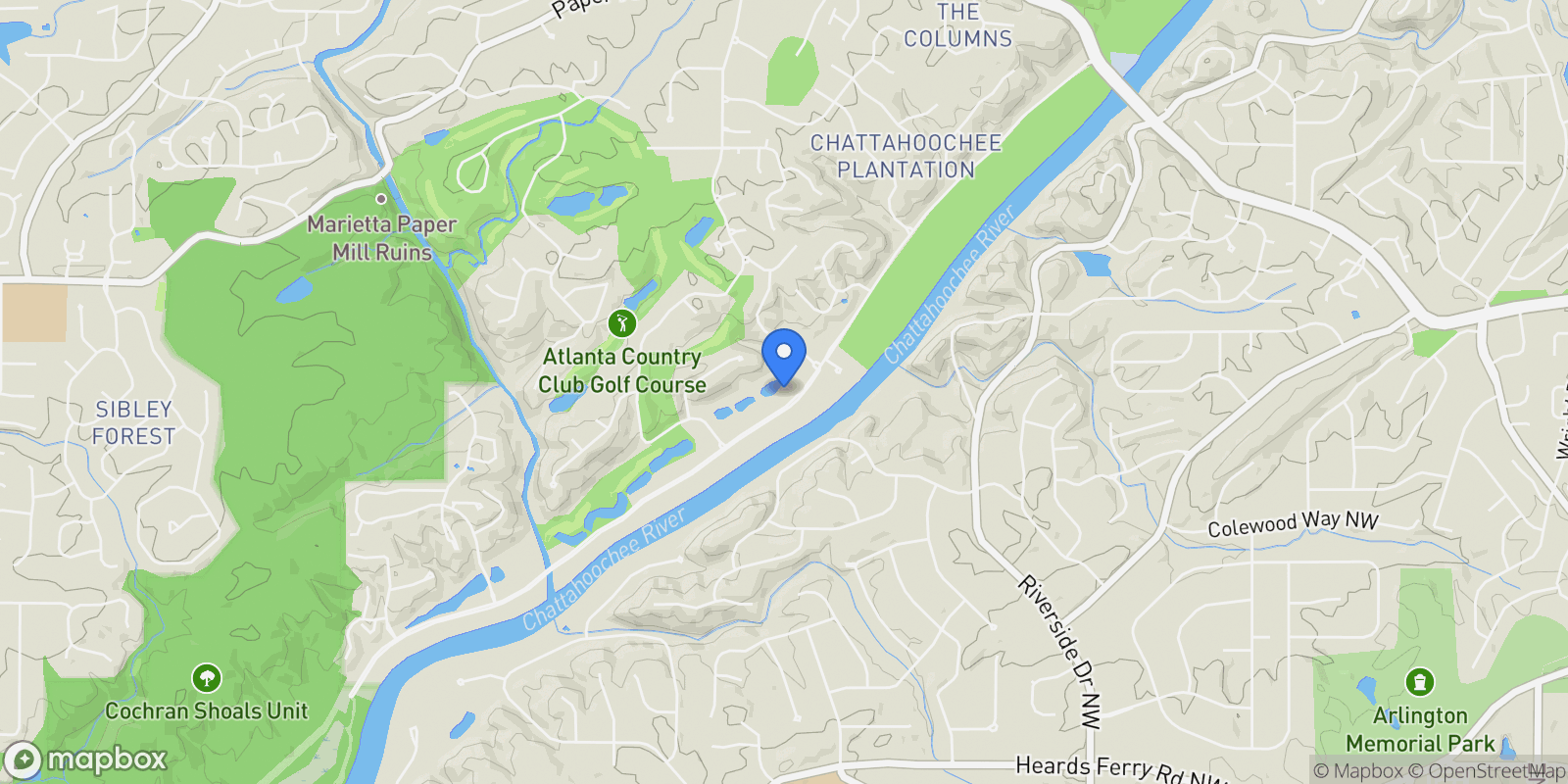 Map showing 4571 Columns Drive SE, Marietta, Georgia, United States.