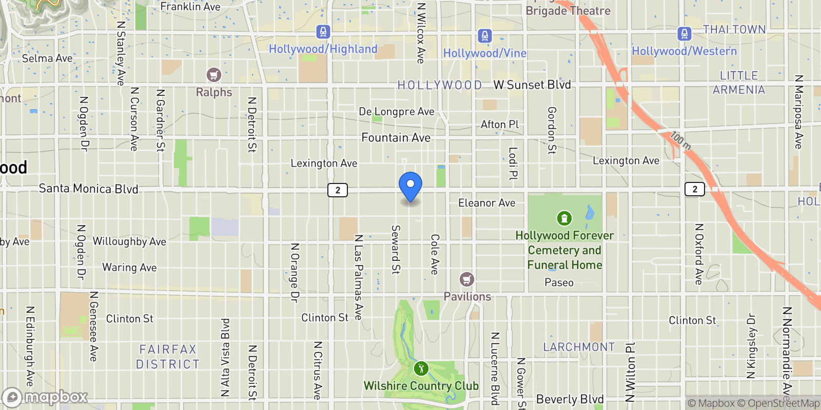 Map showing 1026 N Hudson, Los Angeles, California, United States.