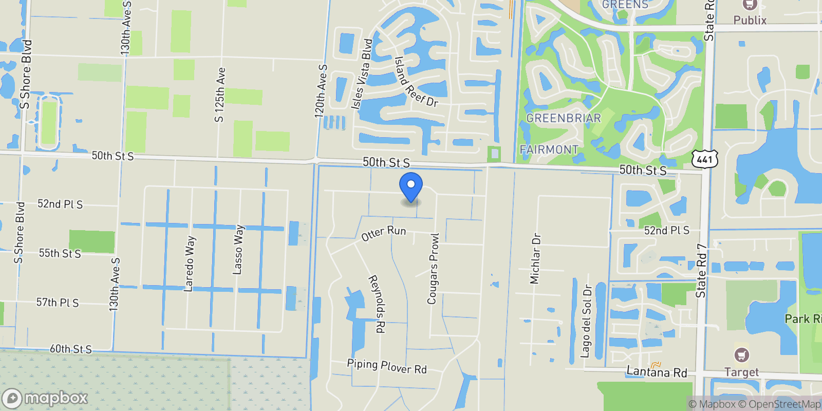 Map showing 11516 Hawk Hollow, Wellington, Florida, United States.