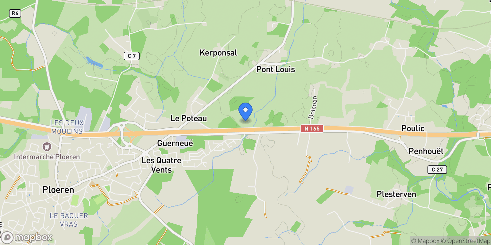 Map showing Ploeren, Brittany, France.