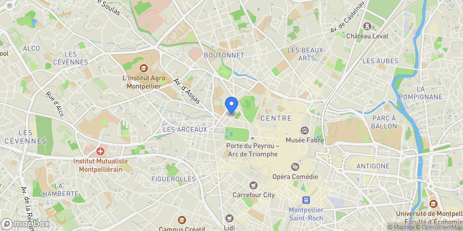 Map showing Montpellier, Occitanie, France.