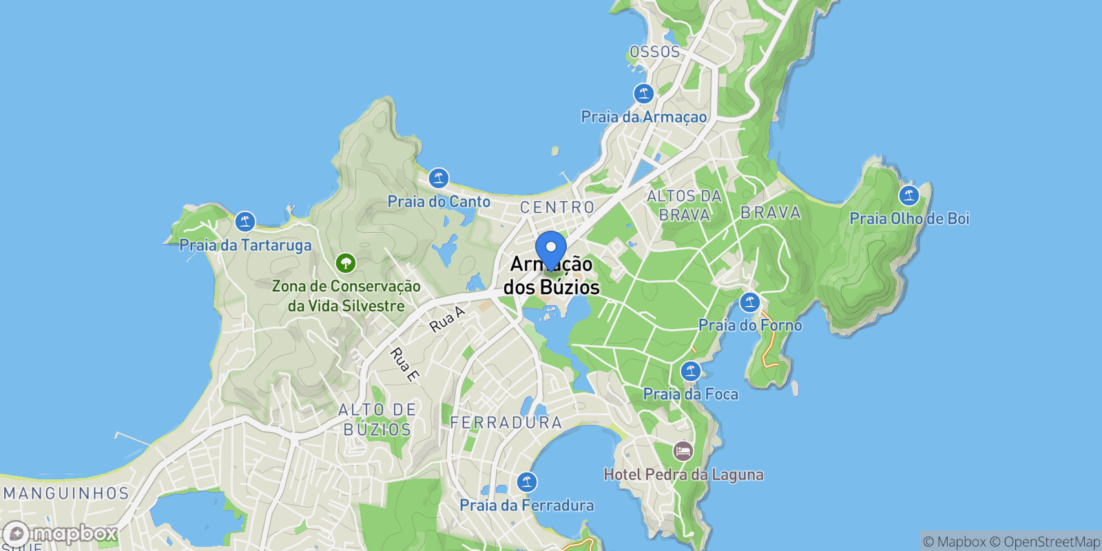 Map showing Armação dos Búzios, State of Rio de Janeiro, Brazil.