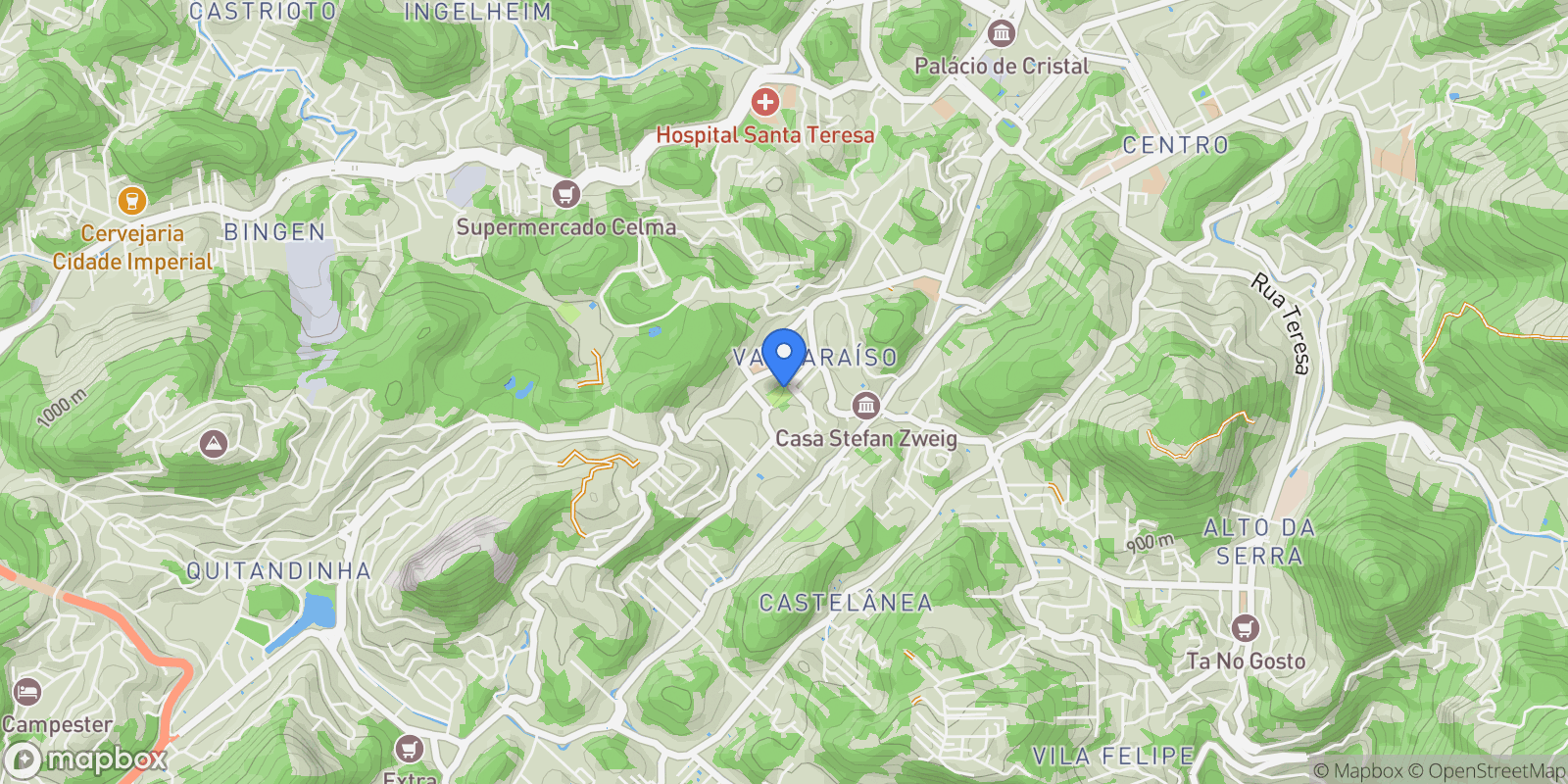 Map showing Petrópolis, State of Rio de Janeiro, Brazil.