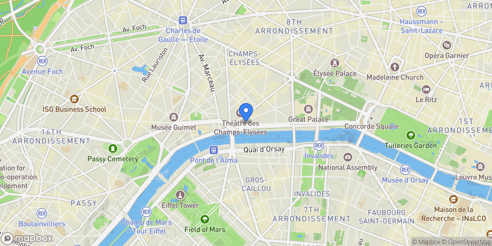 Map showing Paris, Île-de-France, France.