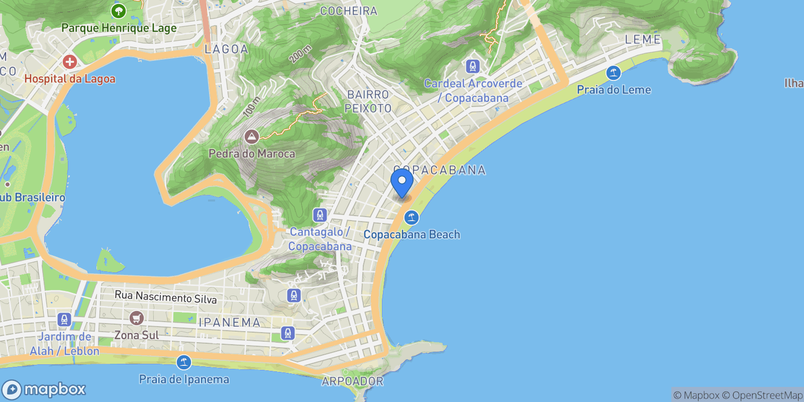 Map showing Av. Atlântica, 2888 - Copacabana, Rio de Janeiro - RJ, 22070-000, Brazil, Rio de Janeiro, State of Rio de Janeiro, Brazil.