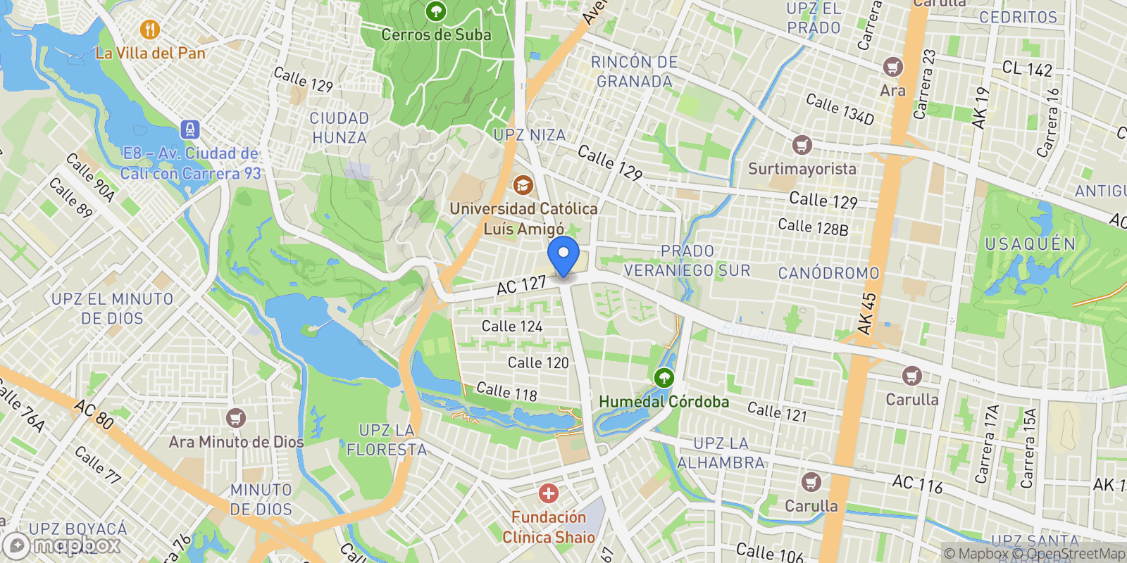 Map showing Bogota, Bogotá, Colombia.