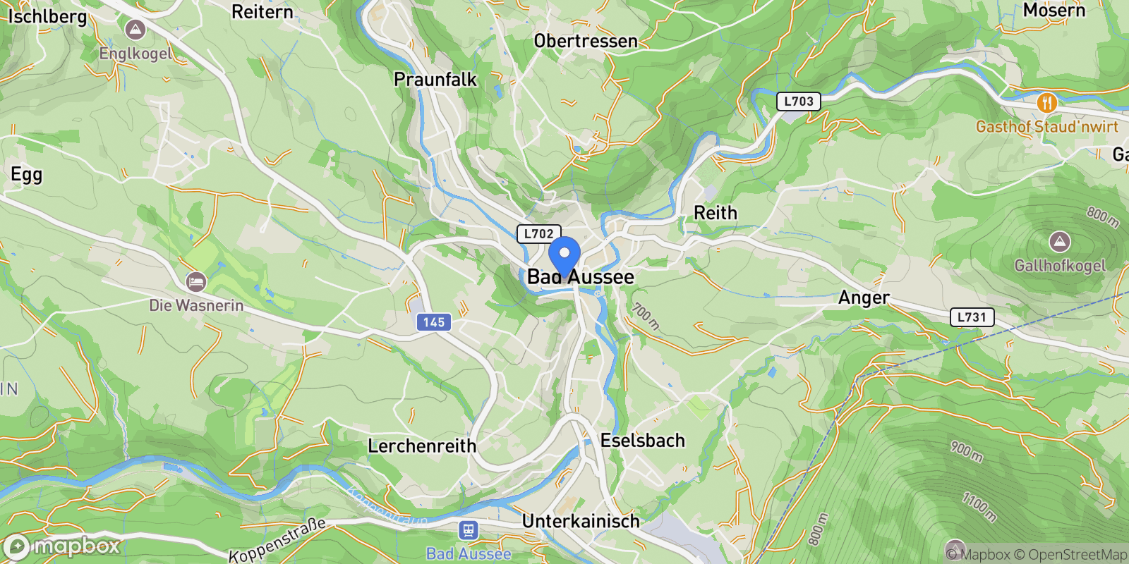 Map showing 8990 Bad Aussee, Austria, Bad Aussee, Styria, Austria.