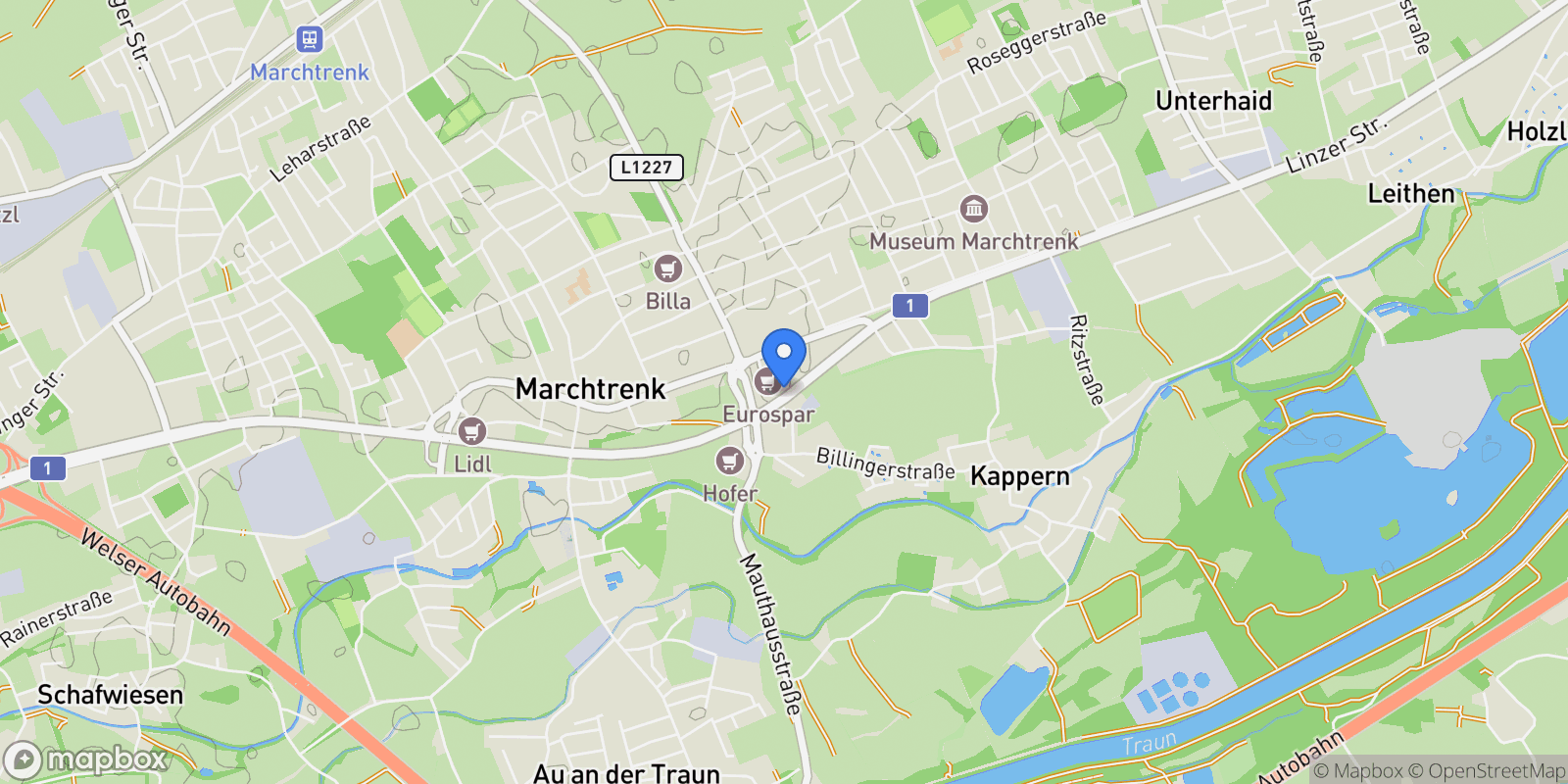 Map showing 4614 Marchtrenk, Austria, Marchtrenk, Upper Austria, Austria.
