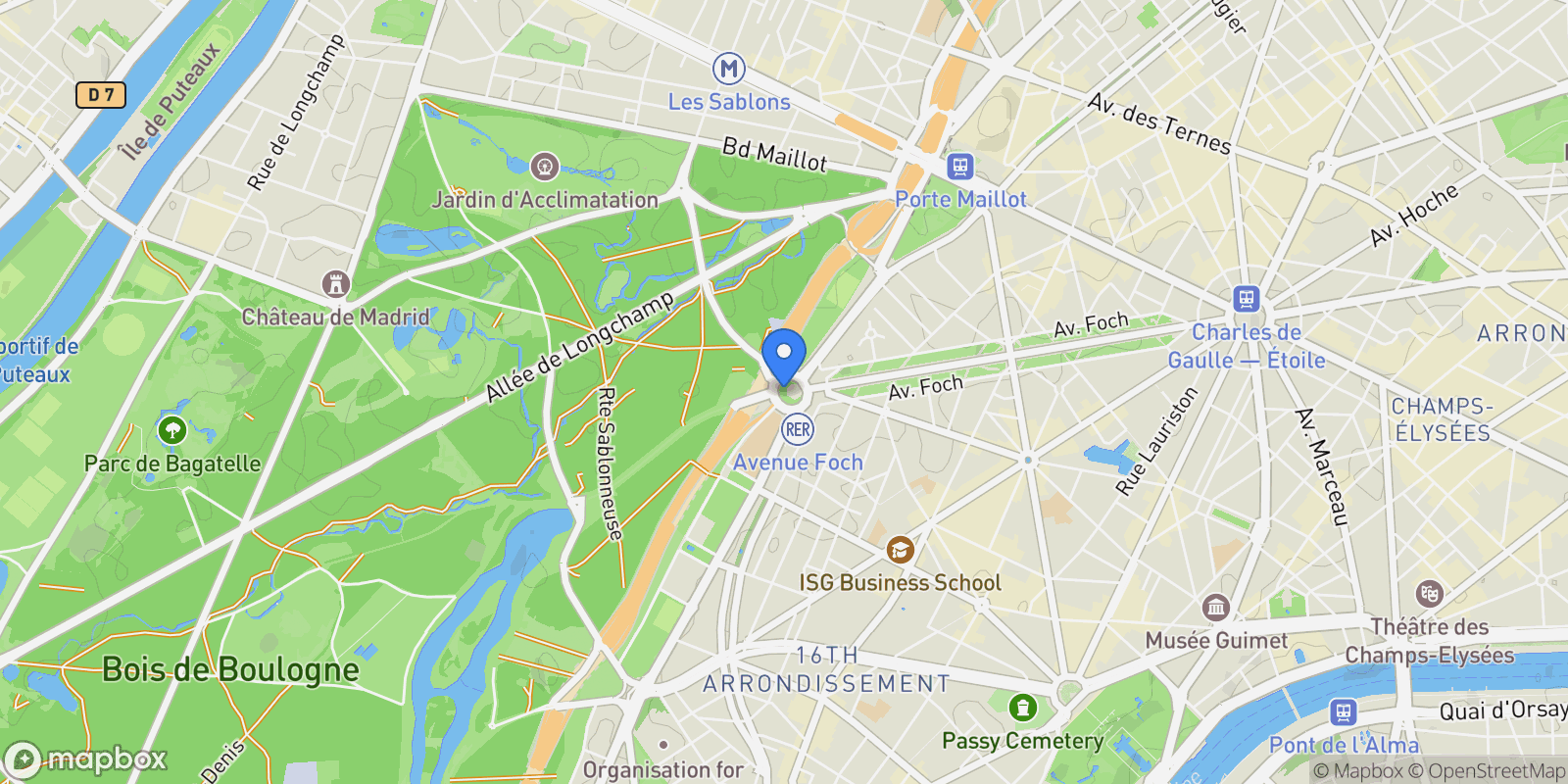 Map showing Paris, Île-de-France, France.