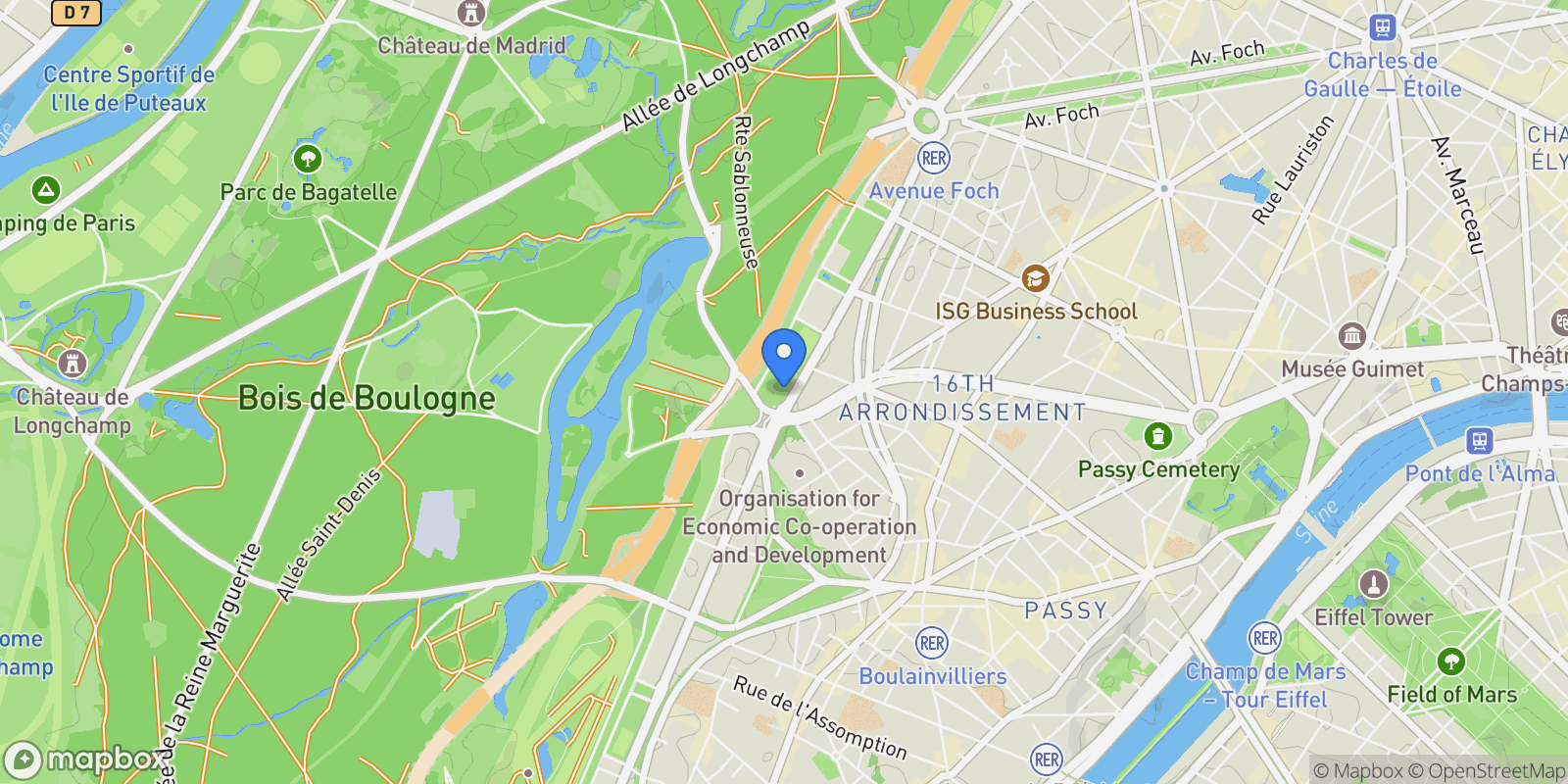 Map showing Paris, Île-de-France, France.