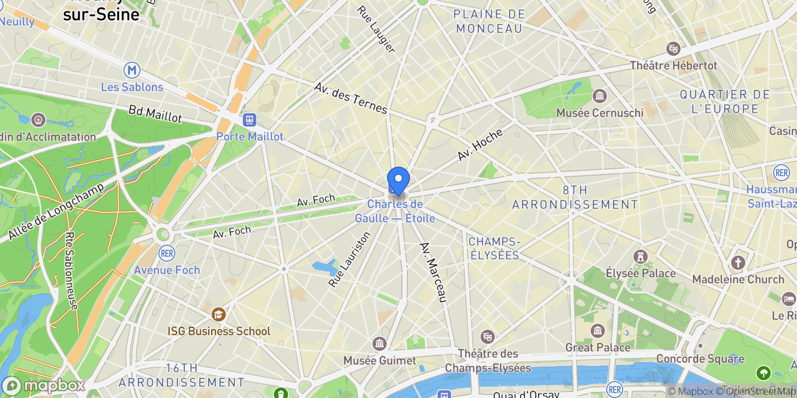 Map showing Paris, Île-de-France, France.