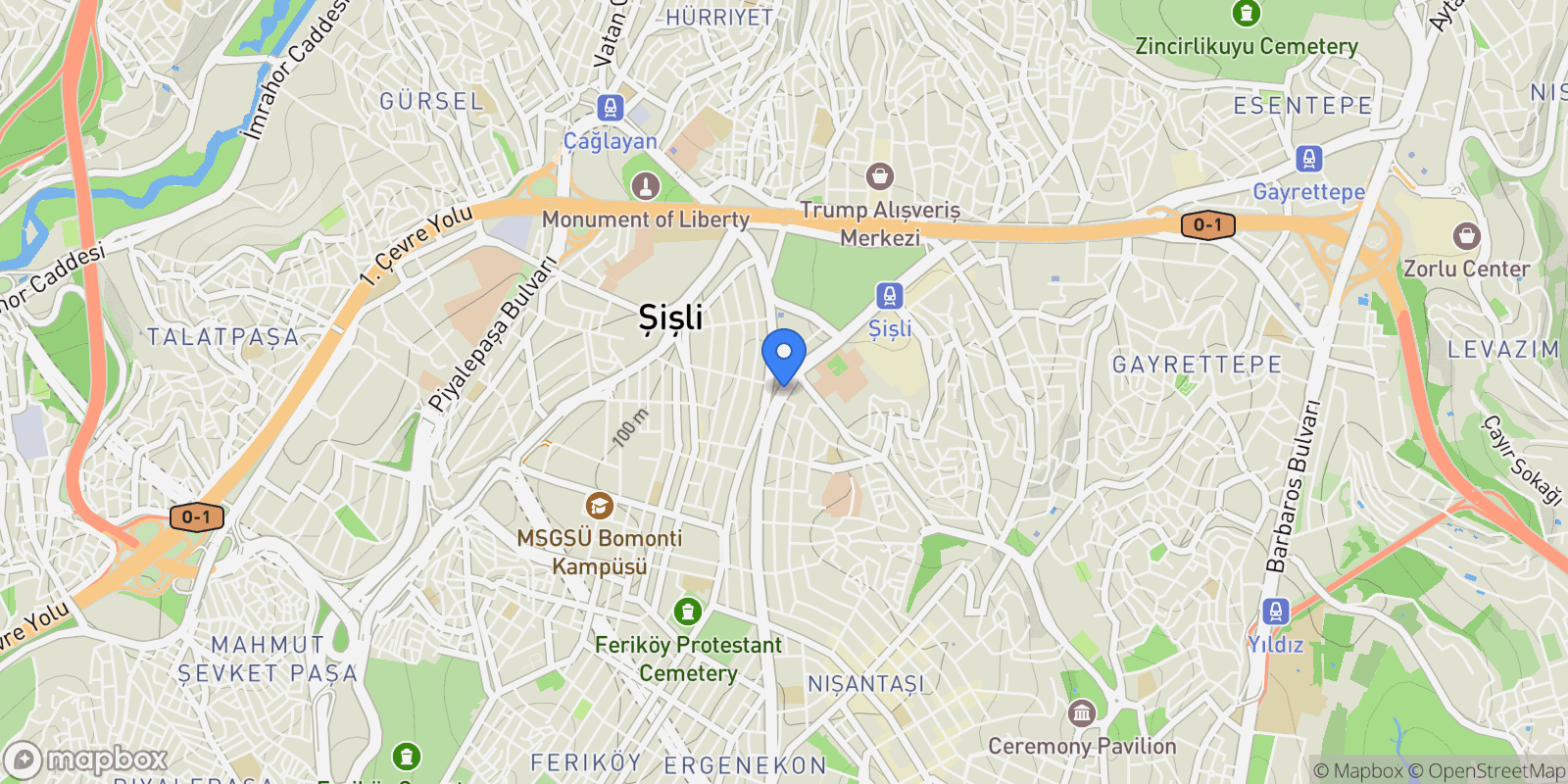 Map showing Fulya, Fulya Mh. Buyukdere Cd, Akıncı Bayırı Sk. No: 74, 34394 Şişli/İstanbul, Sisli, 34, İstanbul, İstanbul, Turkey.