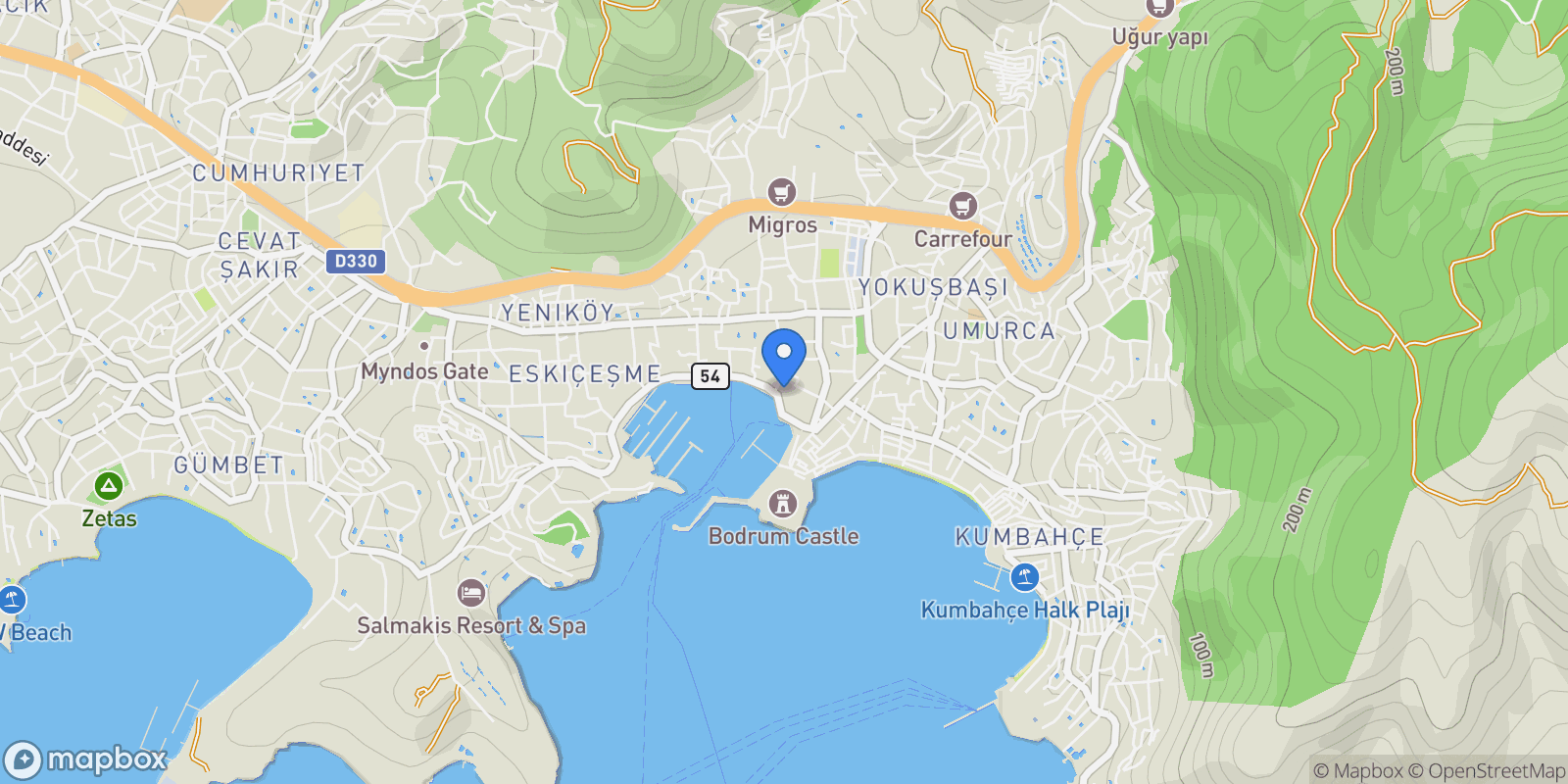 Map showing Göltürkbükü, Bodrum/Muğla, Bodrum, 48, Bodrum, Muğla, Turkey.
