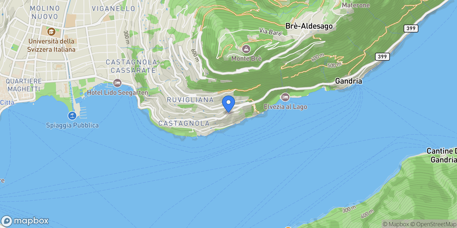 Map showing Lugano, Ticino, Switzerland.