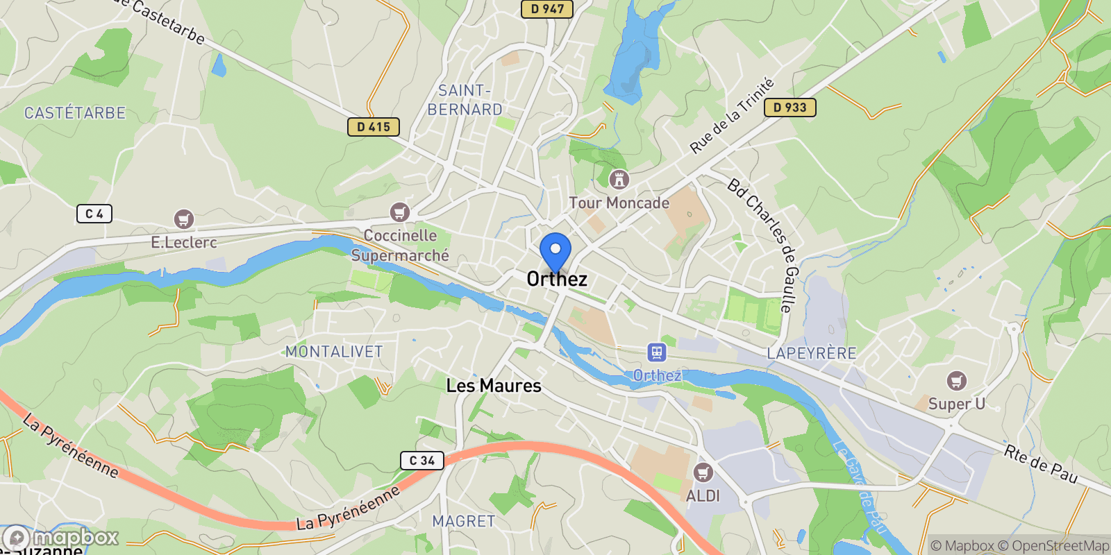 Map showing Orthez, Orthez, Orthez, Nouvelle-Aquitaine, France.
