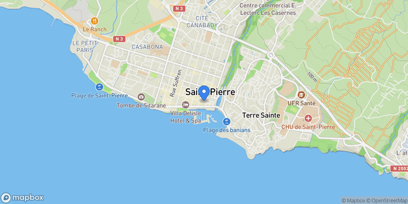 Map showing Saint-Pierre, Saint-Pierre, Saint Pierre, Saint-Pierre, Réunion.