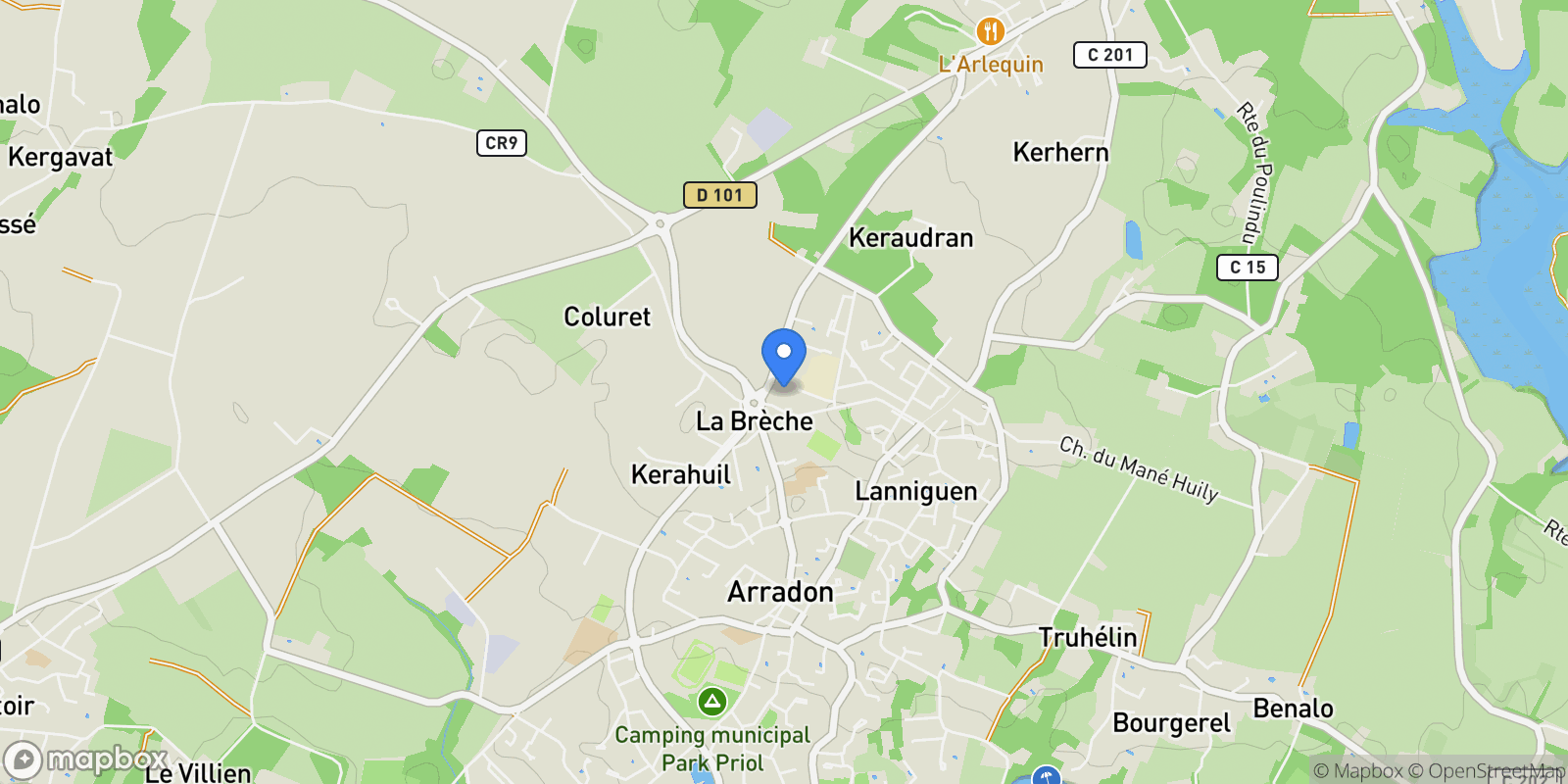Map showing Arradon, Brittany, France.