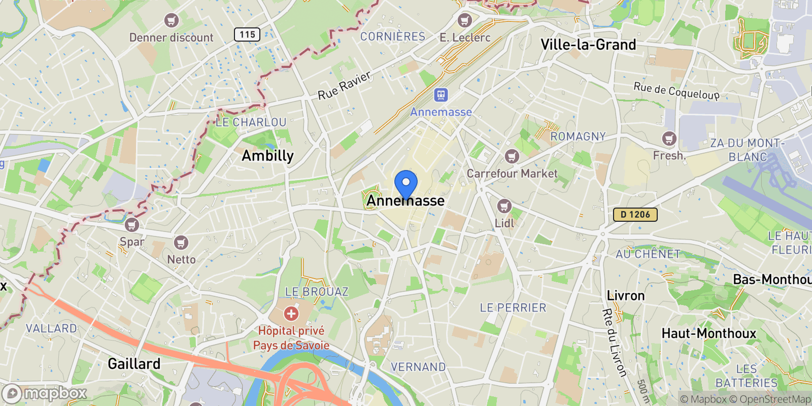Map showing Annemasse, Annemasse, Annemasse, Auvergne-Rhône-Alpes, France.