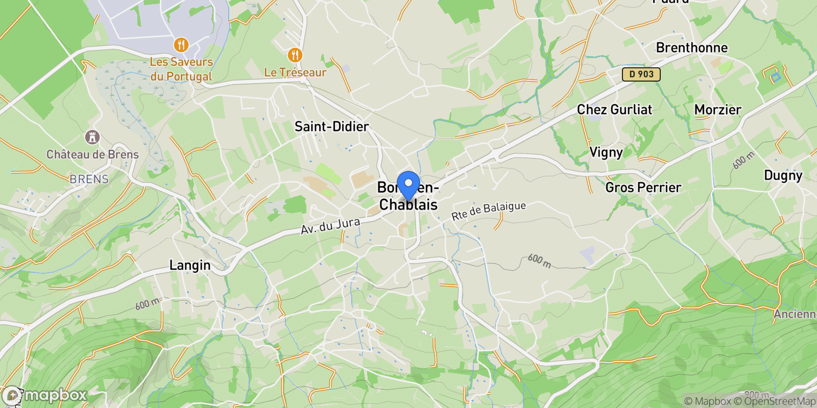 Map showing Bons-en-Chablais, Bons-en-Chablais, Bons-en-Chablais, Auvergne-Rhône-Alpes, France.