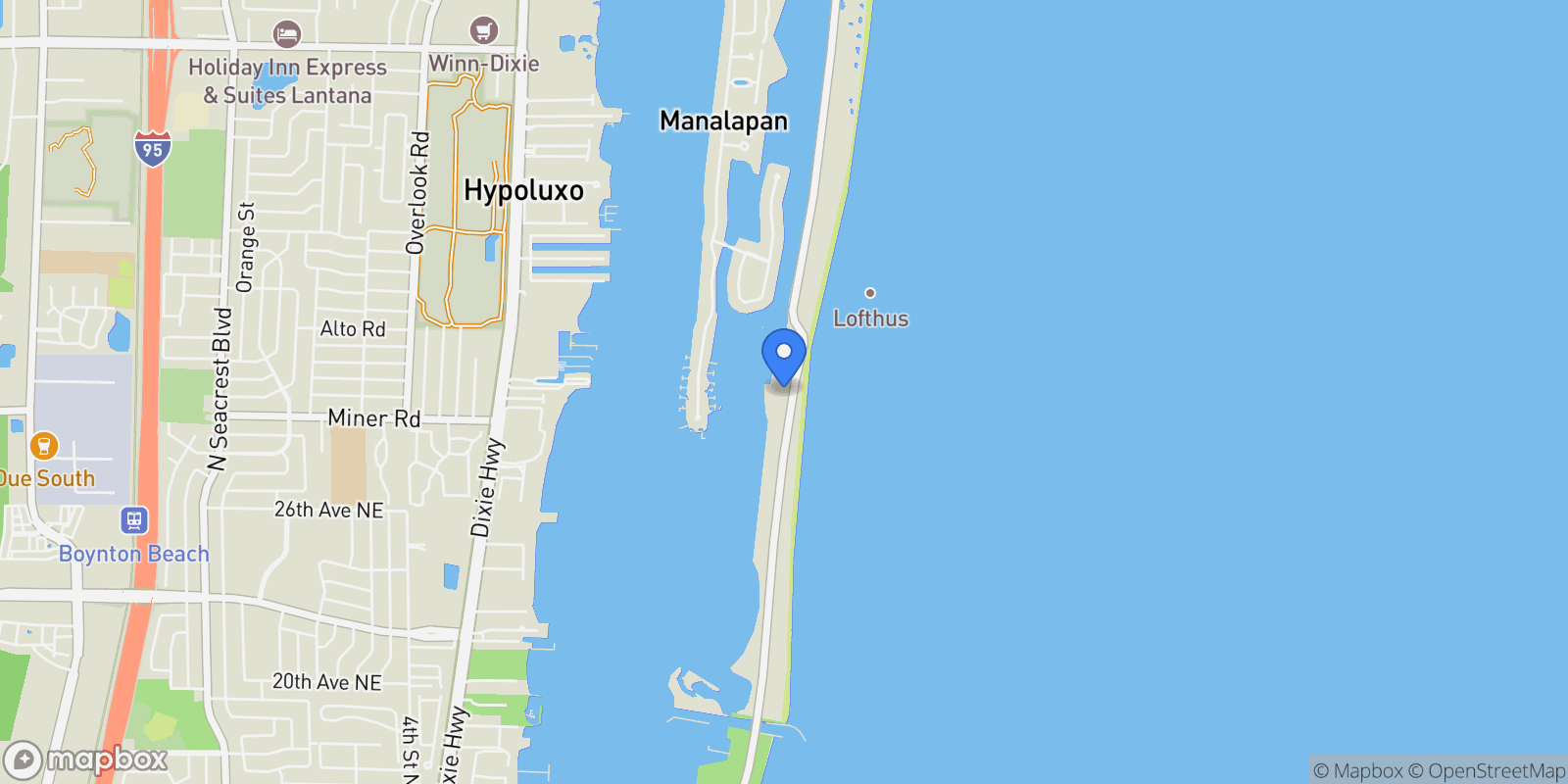 Map showing 1660 S Ocean Boulevard, Lantana, Florida, United States.