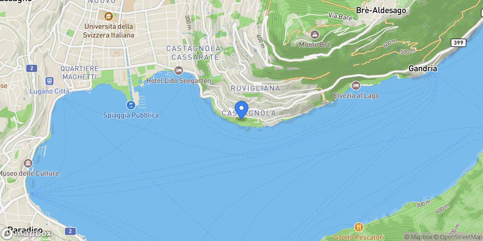 Map showing Lugano, Ticino, Switzerland.