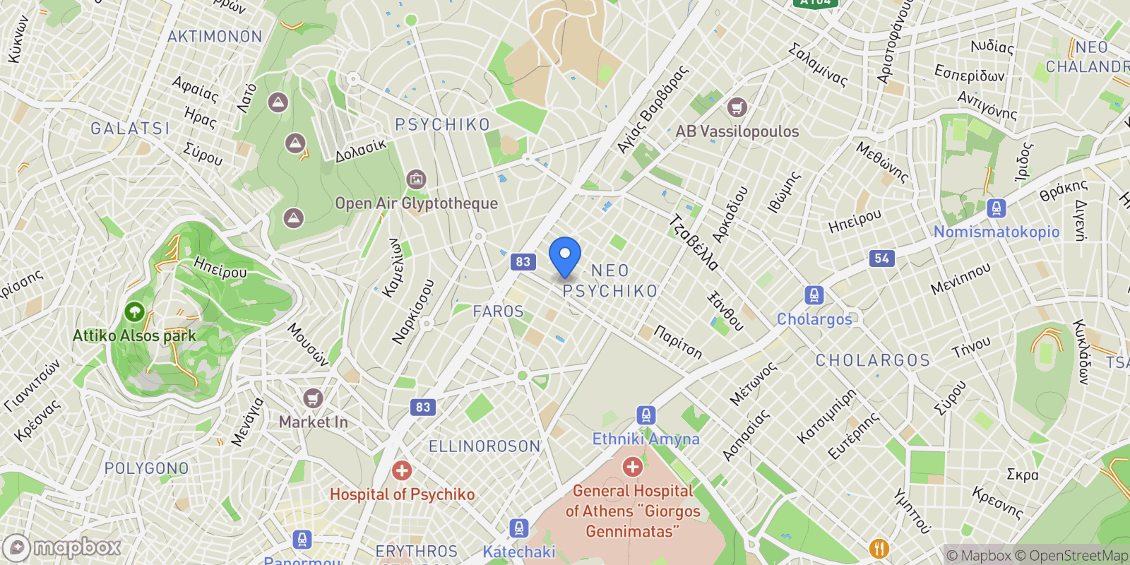 Map showing Filothei - Psychiko, Attica, Greece.