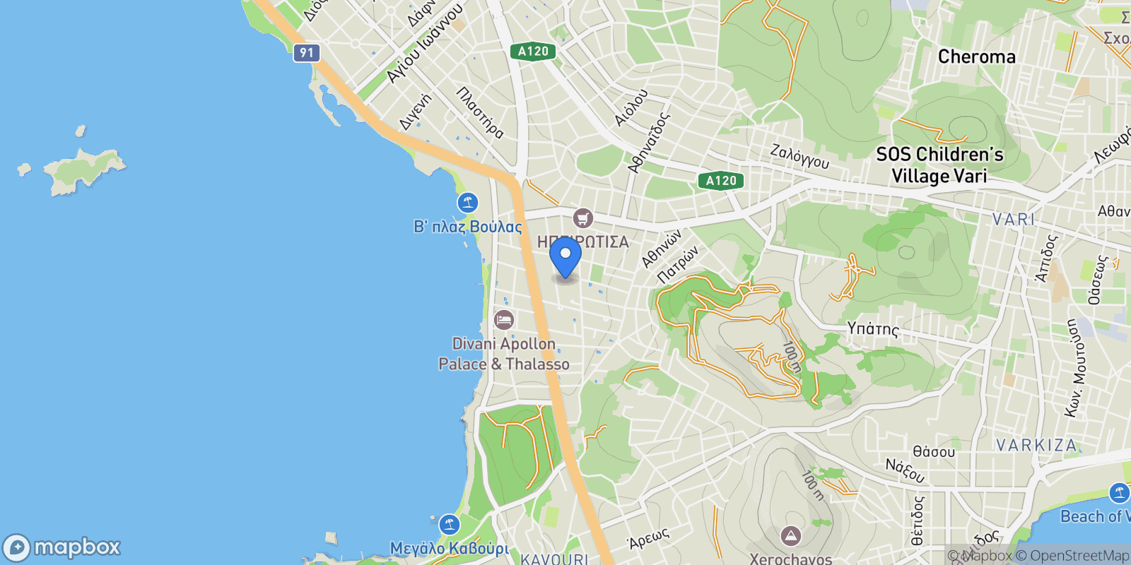 Map showing Voula, Attica, Greece.