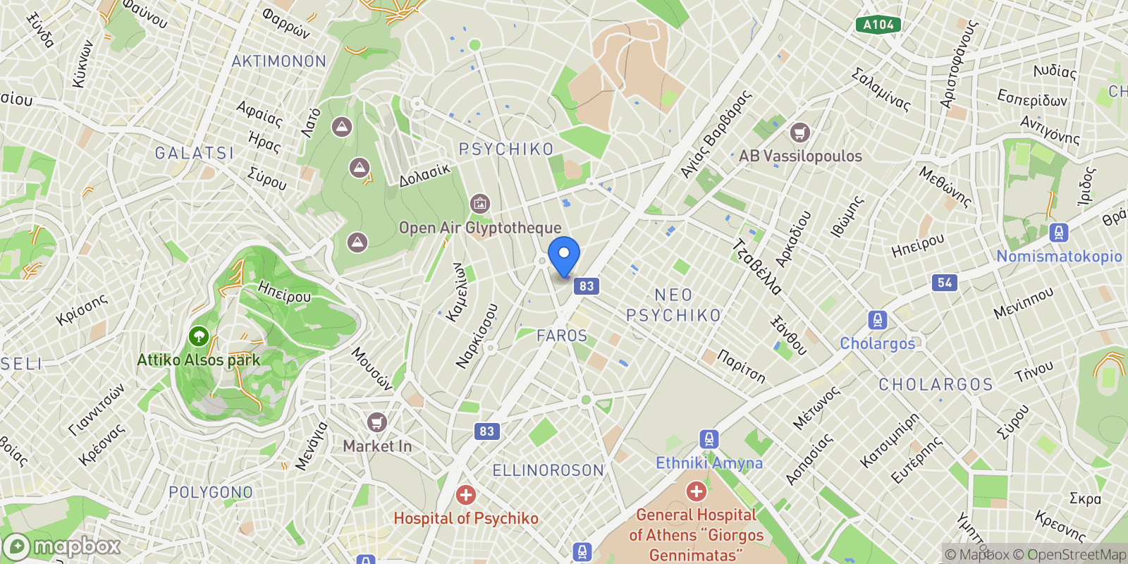Map showing Psychiko, Attica, Greece.