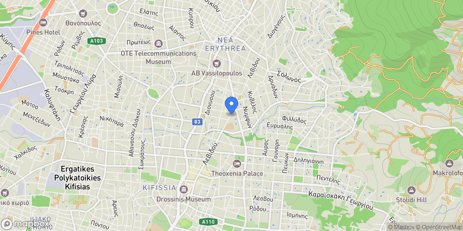 Map showing Kifisia, Attica, Greece.