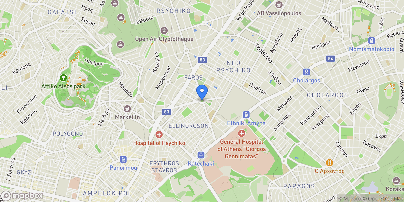 Map showing Filothei - Psychiko, Attica, Greece.
