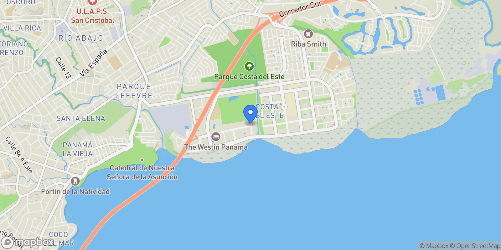 Map showing Panama City, Panama, Panama.