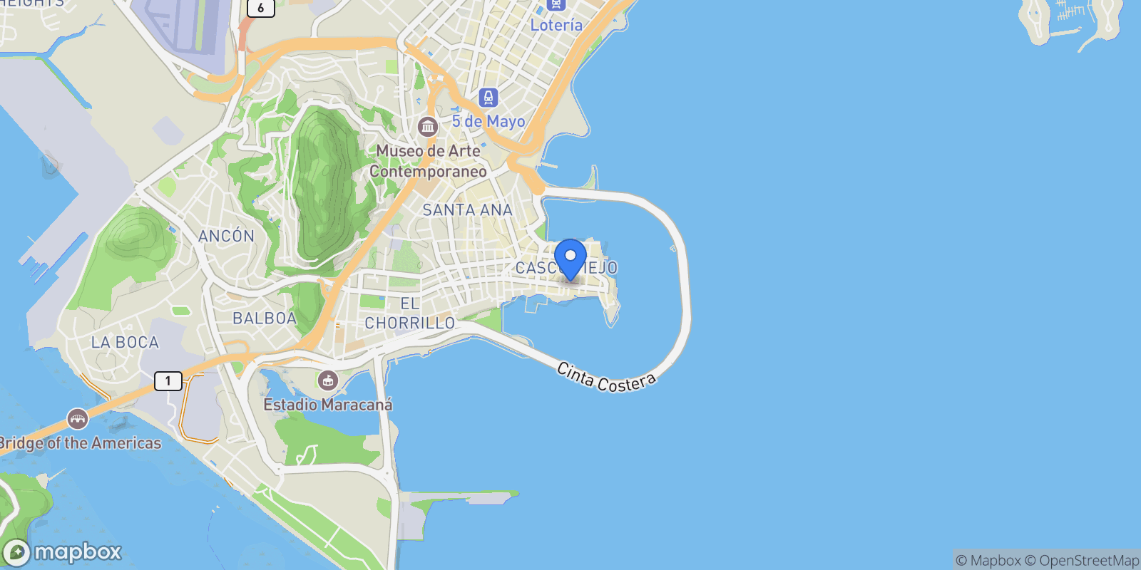Map showing Panama City, Panama, Panama.