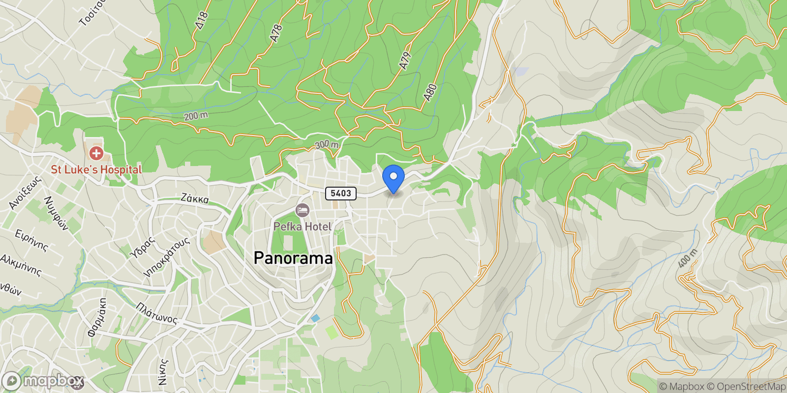 Map showing Panorama, Macedonia and Thrace, Greece.