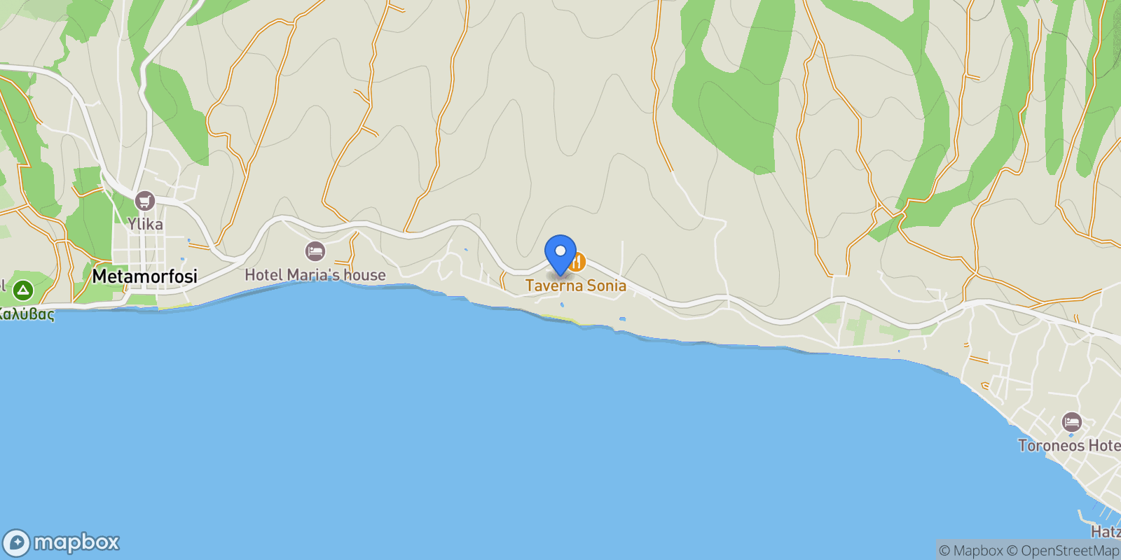 Map showing Sithonia, Macedonia and Thrace, Greece.