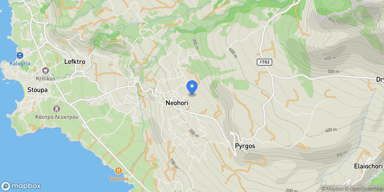 Map showing Lefktro, Peloponnese, Western Greece and the Ionian, Greece.