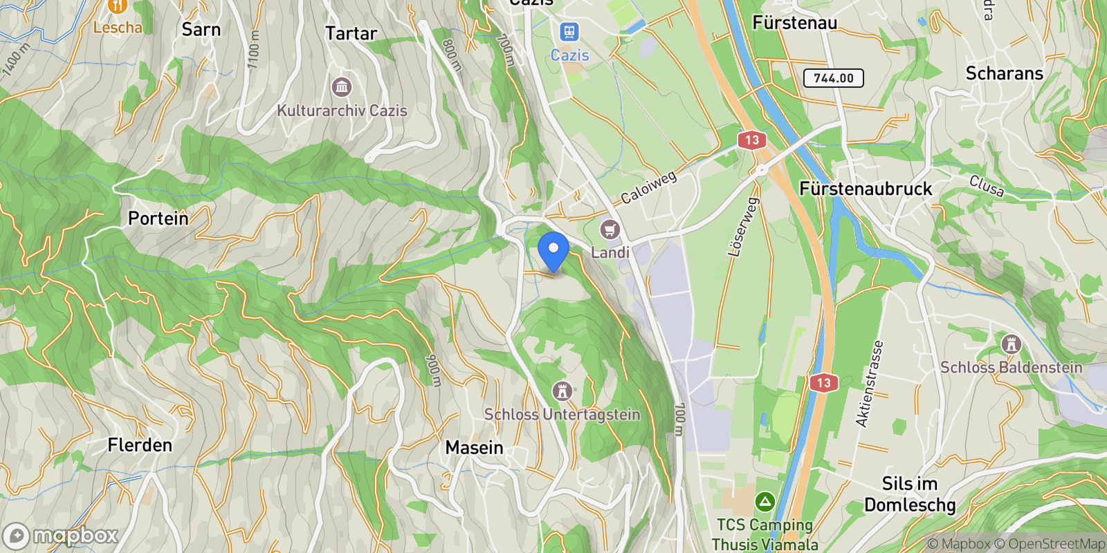 Map showing Masein, Grisons, Switzerland.