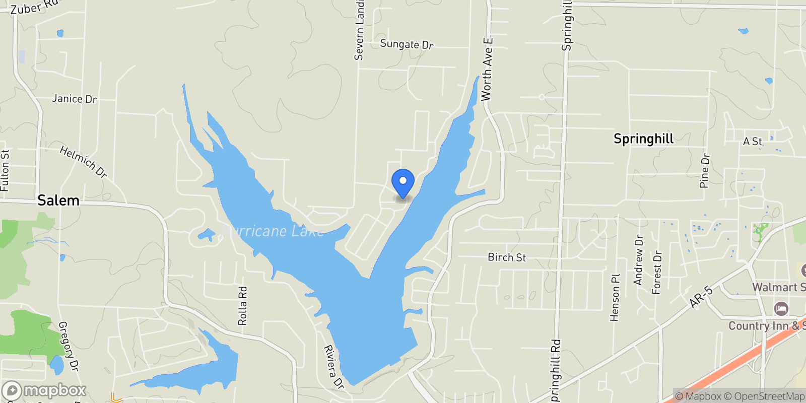 Map showing 7509 S Shoreline Boulevard, Benton, AR 72019, Salem, Arkansas, United States.