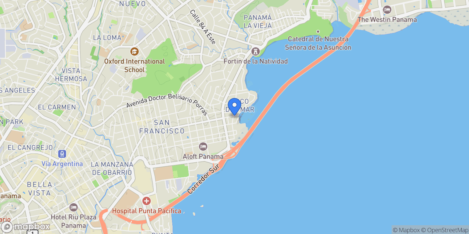 Map showing Panama City, Panama, Panama.