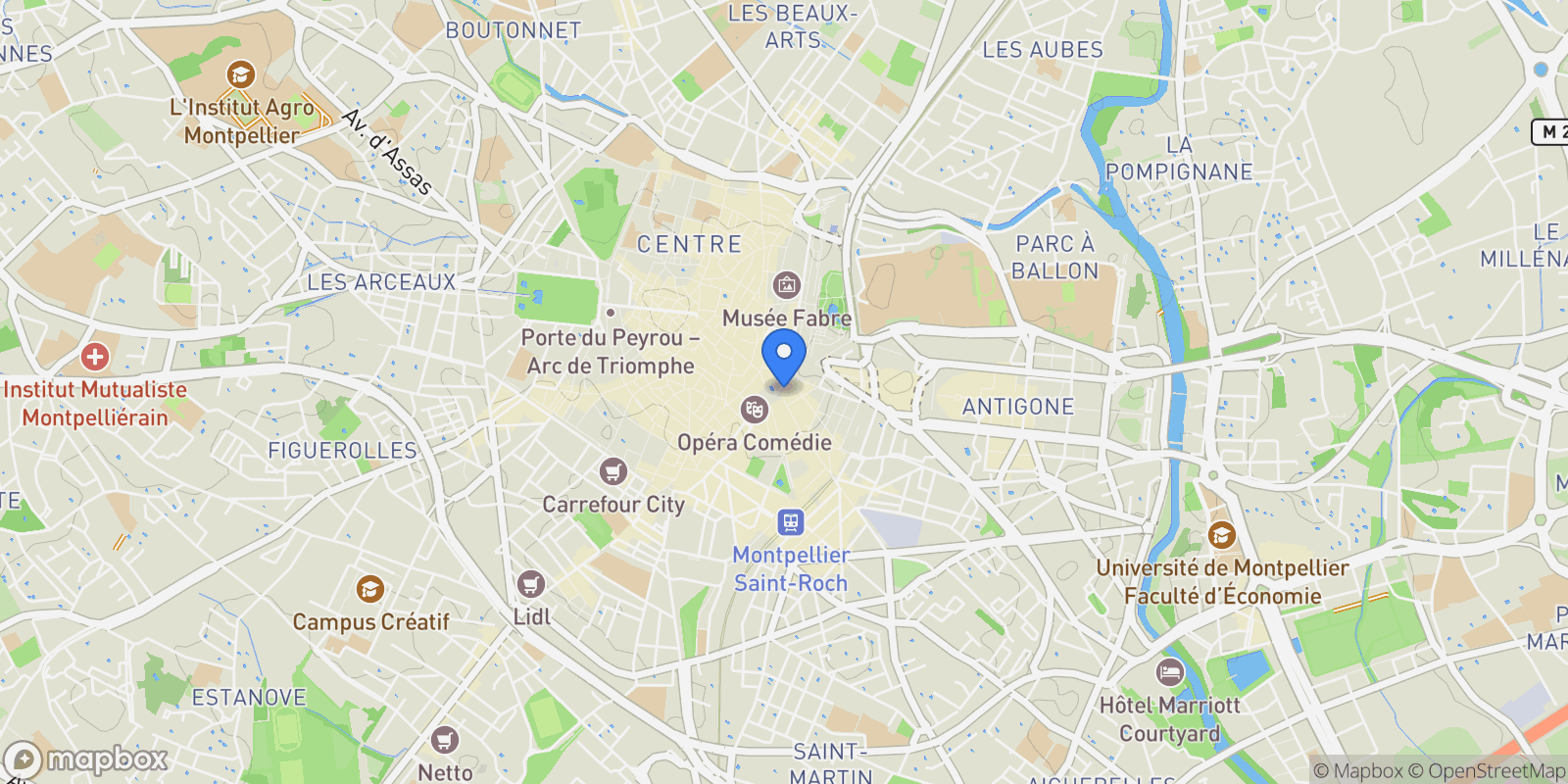 Map showing MONTPELLIER, K 34000, Montpellier, Occitanie, France.