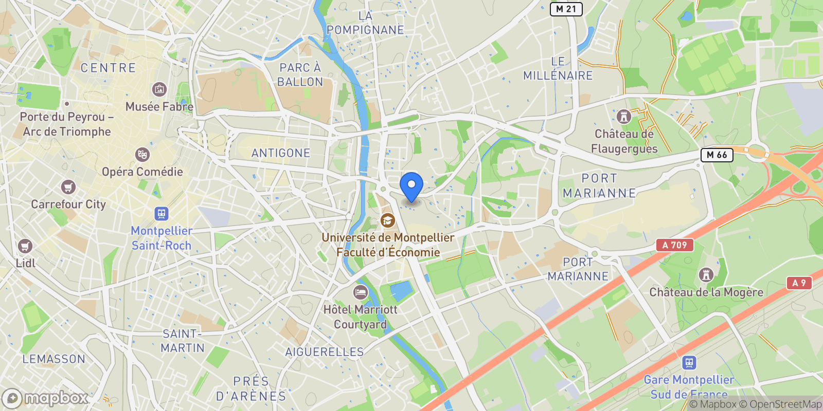 Map showing MONTPELLIER, K 34000, Montpellier, Occitanie, France.